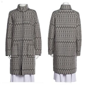 Maxmara WEEKEND 100% Wool Black White Knit Coatigan